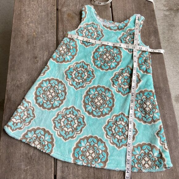 Just Ducky Girls Dress Size 6X Turquoise Tan White Velour Jumper Spring Colors - Picture 3 of 7